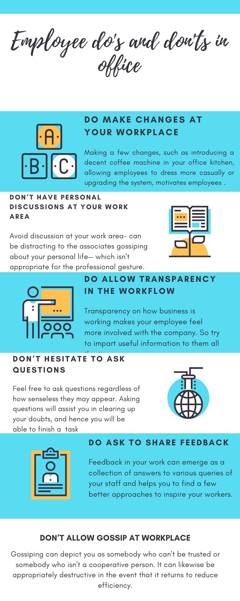 infographic employee do's and don'ts in office
