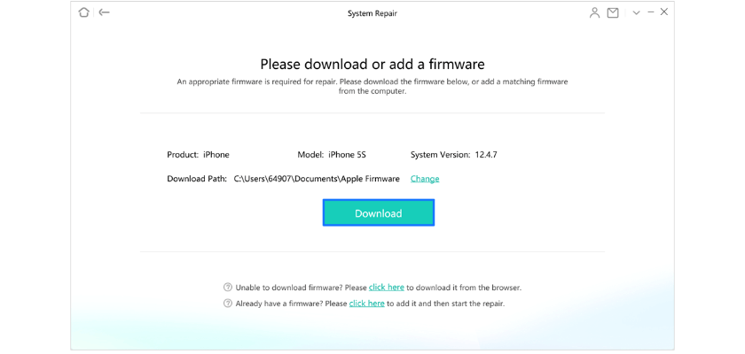 Download the firmware to repair your iPhone